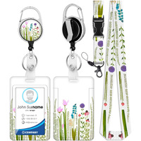 Toykee Id Badge Holder With Lanyard And Retractable Badge Reel Clip  Flower Bouquet Floral Pattern Card Name Tag Lanyard Vertical Id Protector Bage Clips For Nurse Nursing Doctor Teacher Student