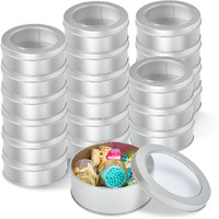 Milkary Metal Tin Cans  20 Pack 6 Ounce Round Empty Containers  Metal Tins With Clear Lids For Kitchen Office Aromatherapy  Candles  Candy Storage