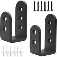 2 Pack Heavy Duty 2X4 Door Barricade Brackets Steel U Bracket Drop Open Bar Security Holder Door Lock Brackets For Home  Barn  Shed  Garage  Gate To Security Door Reinforcement Fits 2X4 Bar  Black