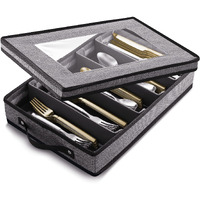 Flatware & Utensil Storage - Durable Silverware Storage Box With Padded Dividers  5 Compartment Flatware Storage Case  Silverware Case With Handles And Removable Lid - Protects And Organizes Cutlery