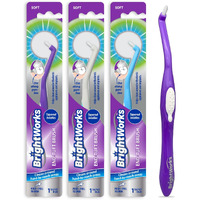 Brightworks Manual End Tuft Brush  Cleans Difficult Areas Such As Around Crowns  Bridges  Implants And Wider Gaps Between Teeth (Pack Of 3)