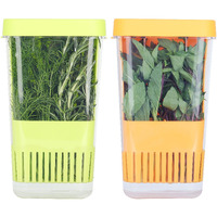 Luvcosy Fresh Herb Keeper For Refrigerator  Clear Bpa-Free Herb Saver  Storage Container For Cilantro  Parsley  Thyme  Mint & Asparagus  Preserver Keeps Fresh Herbs For 3 Times Longer  Green & Orange
