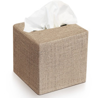 Stylish Tissue Box Cover - This Burlap Holder Instantly Covers Your Square Tissue Boxes - The Perfect Fall Decorative Cube Cover For Your Bathroom And Home