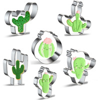 Cactus Cookie Cutter Set - Xzhloym 6 Piece Stainless Steel Metal Cactus/Cacti Cookie Cutters In Different Shapes Fondant Biscuit Cutter Molds