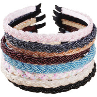 Fasoty 8 Pieces Beaded Headband Sparkly Crystal Beaded Hair Hoop Colorful Braided Thin Headbands For Women Girls Fashion Hair Bands Hair Accessories  8 Colors