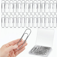 Kisston 48 Pcs Extra Large Paper Clips 4 Inches Jumbo Paper Clips 100 Mm Metal Mega Paperclips Big Sheet Holder For Student Office Worker Organizing Storage Home Supplies (Silver)