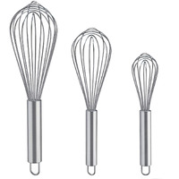 Whisks For Cooking  3 Pack Stainless Steel Whisk For Blending  Whisking  Beating And Stirring  Enhanced Version Balloon Wire Whisk Set  8""+10""+12""