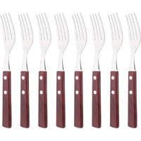 Uniturcky 8-Piece Dinner Forks Set  304 Stainless Steel Forks With Natural Wood Handle  Reddishbrown Wood Handle Flatware  7.9 Inches Salad Forks