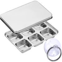 Tegool Ice Cube Trays  Stainless Steel Lid Ice Cube Tray With Suction Cup Super Easy Release Molds Durable And Dishwasher Safe For Cocktail Freezer Whiskey Chocolate (Silver)