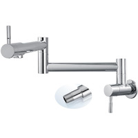 Cinwiny Pot Filler Faucet Wall Mount Polished Chrome Kitchen Restaurant Sink Stretchable Commercial Faucet With Folding Double Joint Swing Arm Single Hole Two Handles Npt Stainless Steel