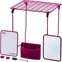 Lockermate 7-Piece Locker Organizer Kit  Includes Locker Shelf  Mirror  Whiteboard  Storage Cup & Dry Erase Marker  Pink