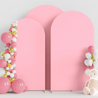 Wokceer Wedding Arch Cover (7.2Ft  6.6Ft  6Ft) Set Of 3 Spandex Fitted Wedding Arch Stand Covers For Round Top Chiara Arch Backdrop Stands Cover For Birthday Party Ceremony Banquet Decor Pink