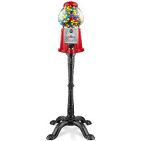Olde Midway 15"" Gumball Machine With Stand - Red  Vintage-Style Bubble Gum Candy Dispenser With Glass Globe And Metal Base