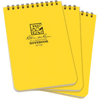 Rite In The Rain Weatherproof Top Spiral Notepad  Yellow Cover  Universal Pattern  3 Pack (No. 146-3)  6 X 4 X 0.375