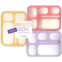 6 Compartment Lunch Boxes. Bento Box Lunchbox Snack Containers For Kids  Boys Girls Adults. School Daycare Meal Planning Portion Control Container. Leakproof Bpa-Free. Set Of 3  Pink Purple Orange