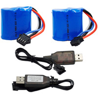 Blomiky 2 Pack 7.4V (2 X 3.7V) 600Mah Li-Ion Battery With Sm-4P Plug For Old Version Udi008 Ud08 Udi001 Venom Speed Rc Boat Udi001 Battery 2