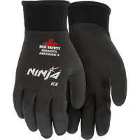 Mcr Safety Gloves N9690Fcl Ninja Ice Insulated Work Gloves 15-Gauge Black Nylon With Acrylic Terry Interior Fully Coated With Hpt  Large  1 Pair