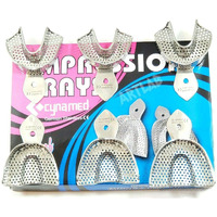 Premium German Dental Autoclavable Metal Impression Trays Stainless Steel Upper Lower Dental Perforated Impression Trays Set Of 6 Cyanemed