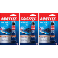 Loctite Shoe Glue  Strong & Flexible Fabric Glue  Resistant To Water  Impact  & Vibrations  Dries Clear - 0.6 Fl Oz Bottle  3 Pack