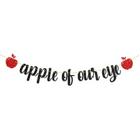 Webenison Apple Of Our Eye Banner/Fruit Apple Theme 1St Birthday Banner/Baby Shower/Wedding/Boys Girls Birthday Party Decoration Supplies Black Glitter