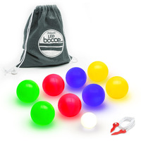 Gosports 85 Mm Led Bocce Ball Game Set - Includes 8 Light Up Bocce Balls (8.5Oz Each)  Pallino  Case And Measuring Rope