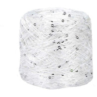Clisil White Sliver Sequin Yarn Sparkle Yarn Sequin Theread Accessories Fantasy Yarn Payet Yarn Lace Yarn Lame Yarn Art Yarn 100G