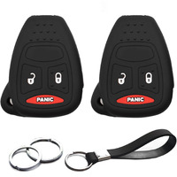 Infipar 2Pcs Compatible With Dodge Caliber Charger Dakota Durango Magnum Ram 1500 2500 3500 Key Fob Cover Case Key Chain Protector Keyless Remote Holder