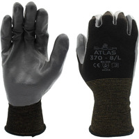 Showa Atlas 370B Nitrile Palm Coating Glove  Black  Large (Pack Of 12 Pairs)