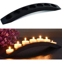Wooden Bridge Candle Holders 15 Inch In Length  Long Tea Light Candle Holders Bar  7 Candle Seat-Black
