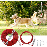 Luffwell Dog Runner - 120Ft Leash  15Ft Shock Absorption  Pulley Dog Tie Out For Small  Medium  Large Dogs; Indoors & Outdoors