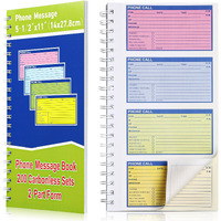 Sinmoe 1 Pcs Spiral Bound Phone Message Book 5-1/2"" X 11"" 2 Part Colorful Carbonless Phone Message Pads Spiral Phone Call Log Book 4 Messages Per Page Carbon Copy Notebook For Office Business