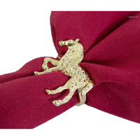 Fennco Styles Decorative Bejeweled Design Horse Metal Napkin Rings  Set Of 4 - Gold Napkin Holders For Family Dinner  Theme Party  Wedding  Special Event And Home D?Cor
