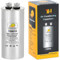 Capacitor For Air Conditioner 70 Uf Mfd 370 Or 440 Volt Vac  Multi-Purpose Round Capacitor For Ac Motor Run Or Fan Motor Start Or Condenser Straight