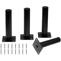 Seimneire 4Pcs Furniture Legs  Black Metal Support Foot Heavy Duty Replacement Legs For Sofa Tv Cabinet Coffee Table Bed Sideboards Cupboard Dresser - 5 Inch / 127Mm