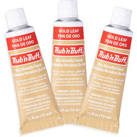 Amaco Rub N Buff Wax Metallic Finish - 3 Rub N Buff Gold Leaf 15Ml Tubes - Versatile Gilding Wax For Finishing Furniture Antiquing And Restoration - Rub And Buff Colors Set Of Three