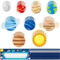Beyumi 63Pcs Outer Space Nameplates Cutouts Solar System Student Desk Nameplates Classroom Accents Name Tags Labels Back To School Bulletin Board Decor For Teacher Elementary Preschool Kindergarten