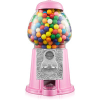 Olde Midway 12"" Gumball Machine With Glass Globe And Metal Base - Pink  Vintage-Style Bubble Gum Candy Dispenser