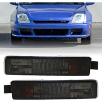 Usr Depo 97-01 Prelude Bumper Lights - Front Smoke Parking Turn Signal Lamp Set (Left + Right) Compatible With 1997-2001 Honda Prelude Sh Vtec (All Smoked Lens)