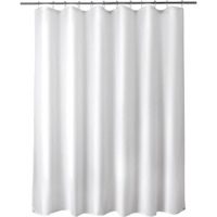 Titanker Fabric Shower Curtain Liner Washable  72 X 65 Inches  White Shower Liner Fabric With 2 Magnets  Bathroom Polyester Shower Liner Waterproof Soft Lightweight  White