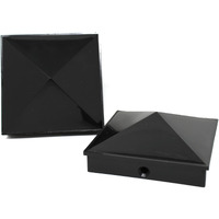 5X5 Nominal (4.5"" X4.5"") Plastic Pyramid Vinyl Fence Post Cap With Pre-Drilled Hole Black Or White Multiple Quantities For Nominal 5"" X 5"" Posts (16  Black)