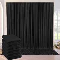 30Ft?10Ft Wrinkle Free Black Backdrop Curtain For Party  6 Panels 5?10 Ft Thick Silky Polyester Photo Backdrop Drapes For 50Th Birthday Parties Baby Shower Graduation Wedding Photograhy Home Decor