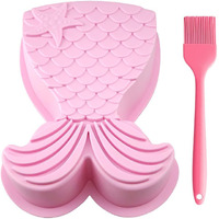 Mermaid Tail Silicone Cake Pan  Mermaid Tail Mold Mermaid Bread Baking Tray Cheesecake Muffin Cake Mold For Baby Shower Birthdays Parties (Random Color)