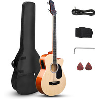 Ktaxon 4 String Acoustic Bass Guitar  Full Size Bass Guitar Kit With Portable Guitar Bag  Premium Cable  Wrench  Strap  Plectrum (Natural)