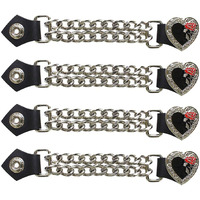 Dream Apparel 4 Pcs Vest Extenders For Women Motorcycle  Faux Leather Biker Vest Extender With Double Chains  Motorcycle Vest Chains With Snaps