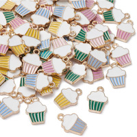 Kitbeads 100Pcs Random Enamel Dessert Charms Colorful Cup Cake Charms Cute Sweet Food Charms For Jewelry Making Bracelets Necklace