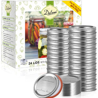 Dalzom 48Pcs Canning Lids With Rings Wide Mouth  Premium Mason Jar Lids With Bands/Rings For Wide Mouth Ball  Kerr Jars - Food Grade Material  100% Fit & Airtight For Wide Mouth Mason Jars