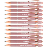 Mengran 12Pcs Rose Gold Pens With Stylus Tip  Black Ink Medium Point Ballpoint Pens Stylus Pens For Touch Screens (12 Rose Gold)