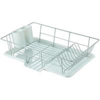 Sweet Home Collection Space-Saving 3-Piece Dish Drainer Rack Set: Efficient Kitchen Organizer For Quick Drying And Storage - Includes Cutlery Holder And Drainboard - Maximize Countertop Space  Mint