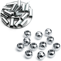 200 Pieces Round Spacer Beads And 200 Pieces Long Tube Beads 3Mm 304 Stainless Steel Loose Beads Smooth Charm Beads For Diy Craft Jewelry Making