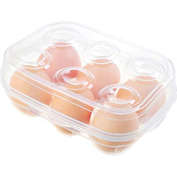 Yoha Clear Egg Storage Box Delicate 6 Girds Egg Dispenser Holder Case Refrigerator Crisper Camping Picnic Travel Portable Egg Carriage Clear-6